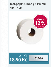 Toaletní papír Jumbo průměr 190 mm - bílá - 2 vrstvy (105 m)