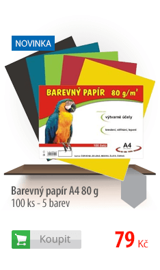 Barevný papír A4 80g - 100 ks - 5 barev