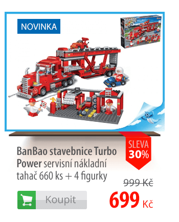 BanBao stavebnice Turbo Power servisní nákladní tahač 660 ks + 4 figurky