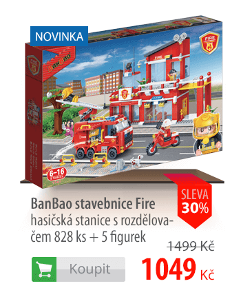 BanBao stavebnice Fire hasičská stanice s rozdělovaček 828 ks + 5 figurek