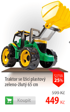 Traktor se lžíci plastový zeleno-žlutý 65 cm