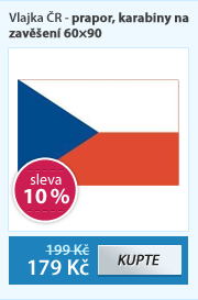 Vlajka ČR - prapor, karabiny na zavěšení 60×90