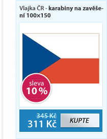 Vlajka ČR - karabiny na zavěšení 100×150