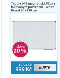 Tabule bílá magnetická Filux s lakovaným povrchem - White Board 90×120 cm