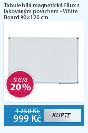 Tabule bílá magnetická Filux s lakovaným povrchem - White Board 90×120 cm
