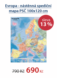 Evropa - nástěnná spediční mapa PSČ 100x120 cm