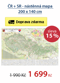 ČR + SR - nástěnná mapa 200 x 140 cm