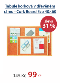 Tabule korková v dřevěném rámu - Cork Board Eco 40×60 cm