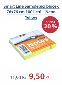 Smart Line Samolepící bloček 76x76 cm 100 listů - Neon Yellow