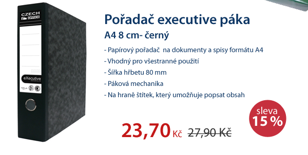 CZECH OFFICE Pořadač A4 8 cm Executive pákový, mramor - černý