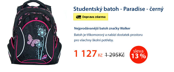 Studentský batoh - Paradise - černý
