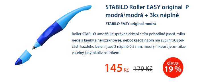 STABILO EASY original P modrá/modrá + 3 náplně P - roller pro praváky
