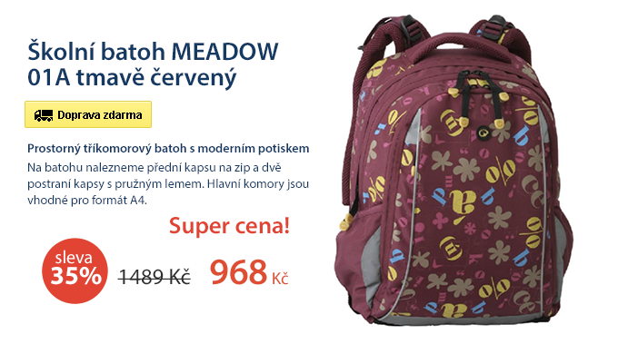 Školní batoh MEADOW 01A tmavě červený
