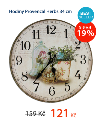 Hodiny Provencal Herbs 34cm
