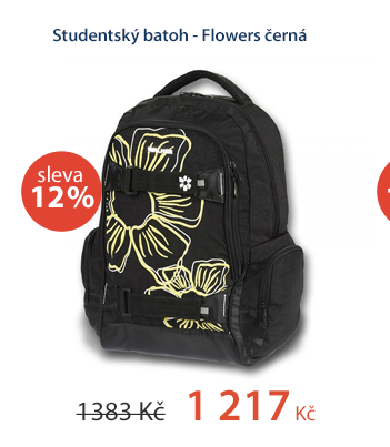 Studentský batoh - Flowers černá