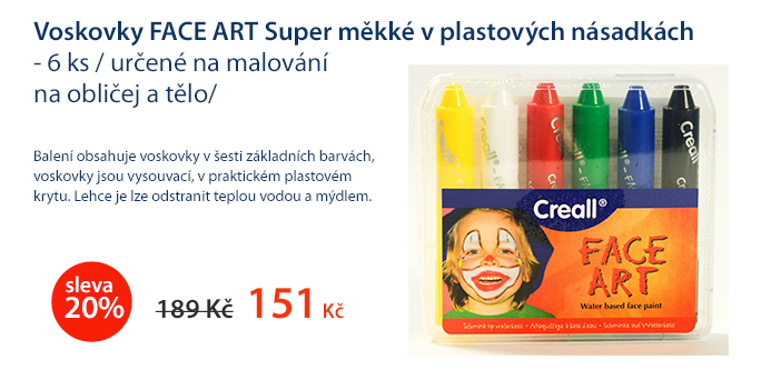 Voskovky kosmetické FACE ART Super měkké v plastových násadkách - 6 ks / určené na malování na obličej a tělo/
