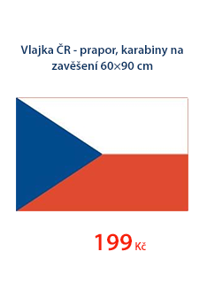 Vlajka ČR - prapor, karabiny na zavěšení 60×90
