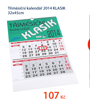 Tříměsíční kalendář 2014 KLASIK 32x45cm
