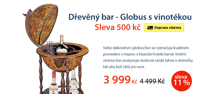 Dřevěný bar Globus s vinotékou 42cm
