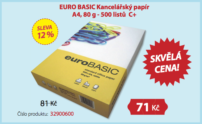 EURO BASIC Kancelářský papír A4 80g - 500listů
